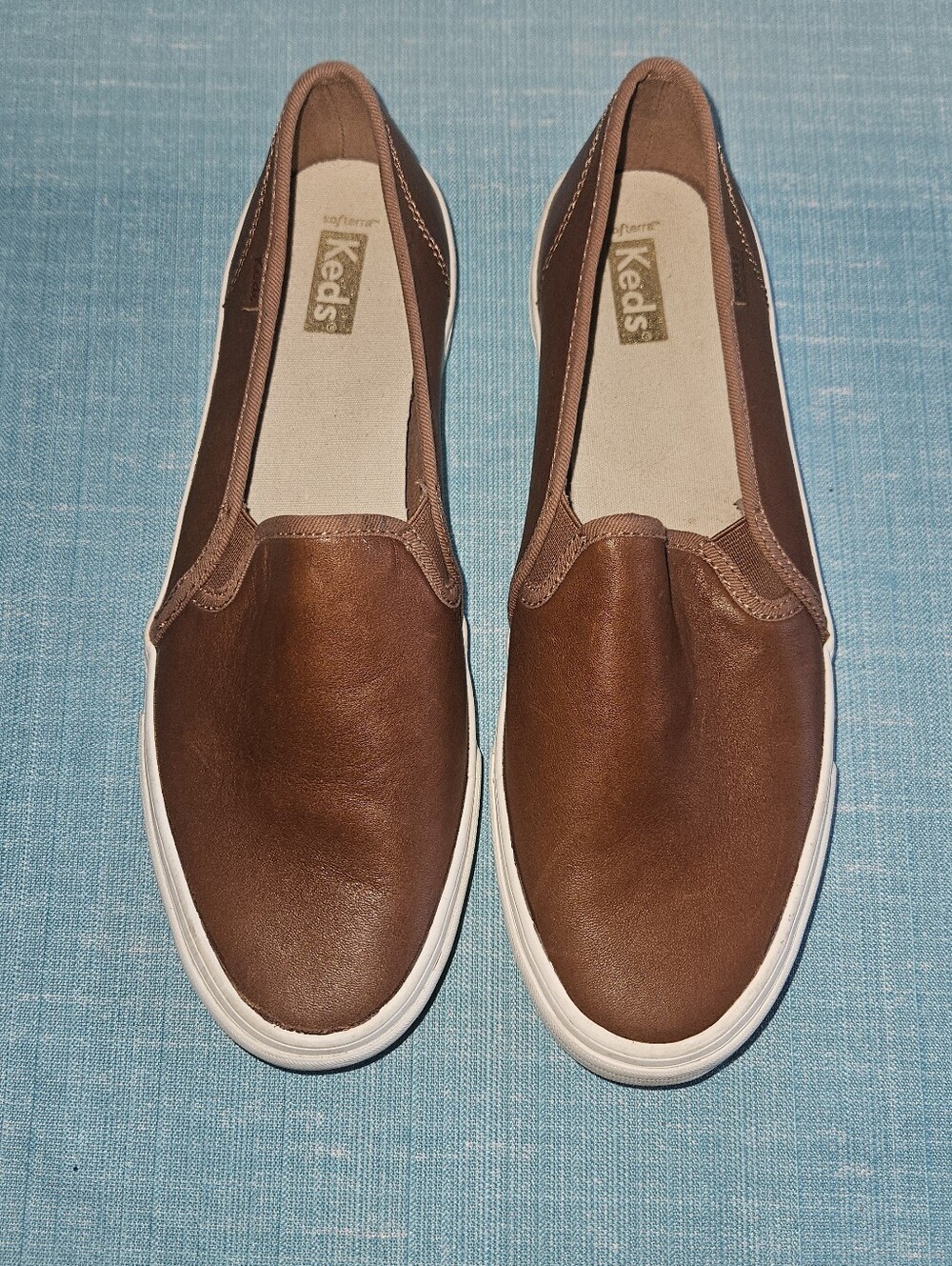 Keds Shoes Womens Sz 10 Double Decker Slip On Sneakers Brown Leather Flats